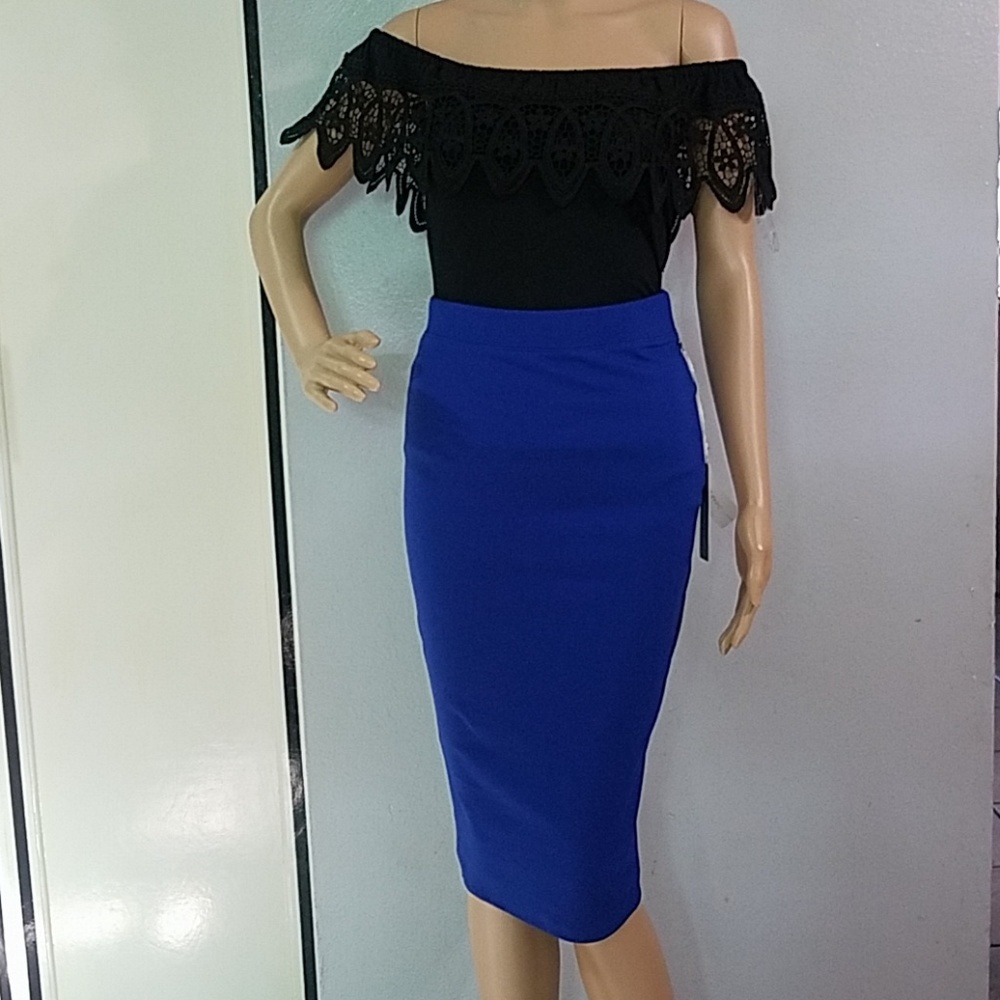 Blue pencil skirt